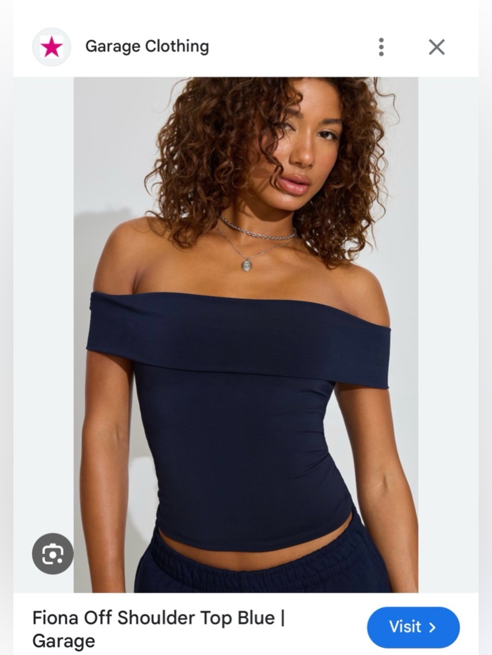 Garage Off-Shoulder Top in Light Blue Size S